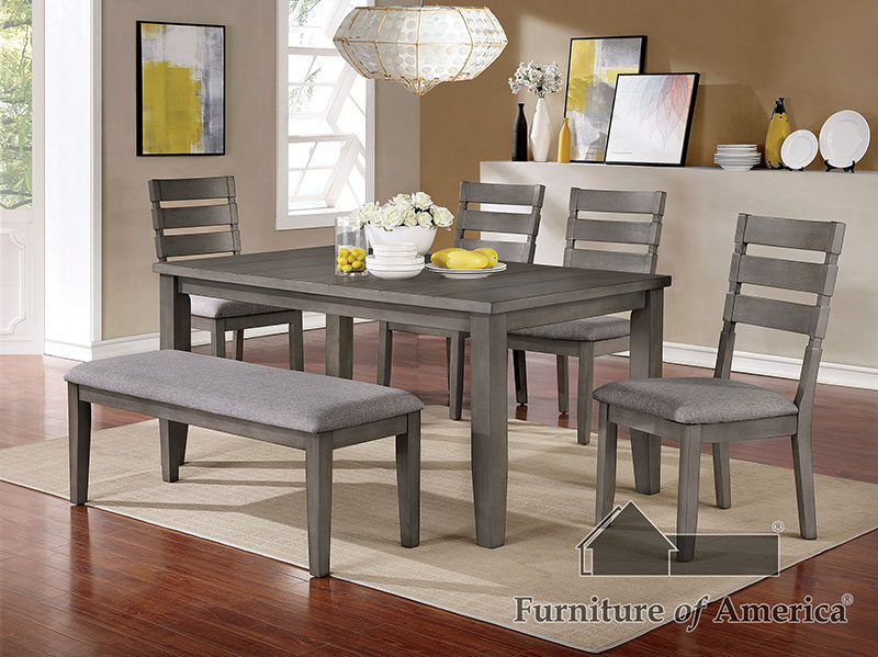 Gray finish transitional dining table by Furniture of America