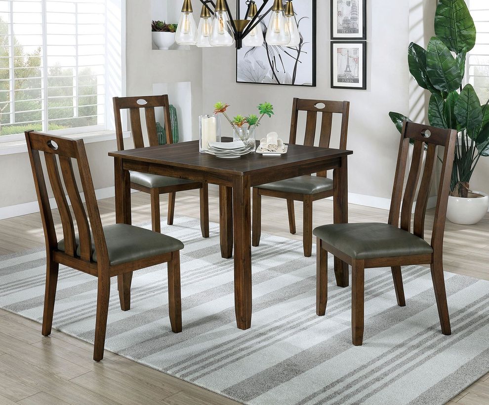 Walnut/gray transitional 5 pc. dining set by Furniture of America
