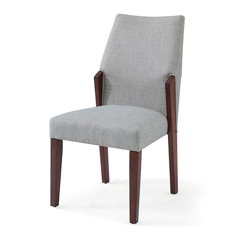 Padded light gray fabric seat and back dining chair by Furniture of America