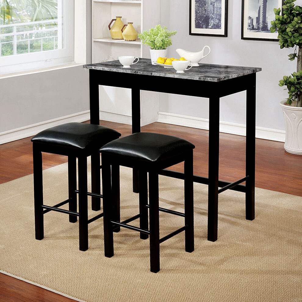 Gray/black contemporary 3 pc. counter ht. set by Furniture of America
