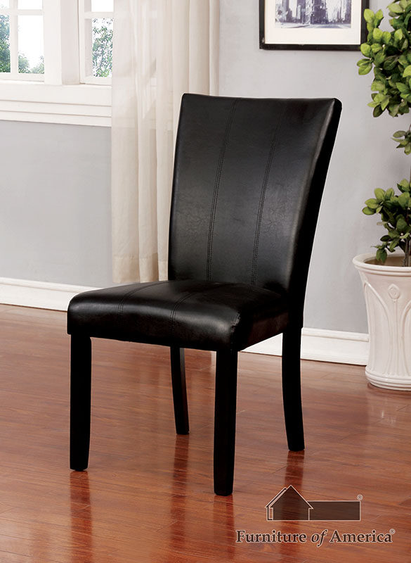 Black padded leatherette seat & back dining chair by Furniture of America