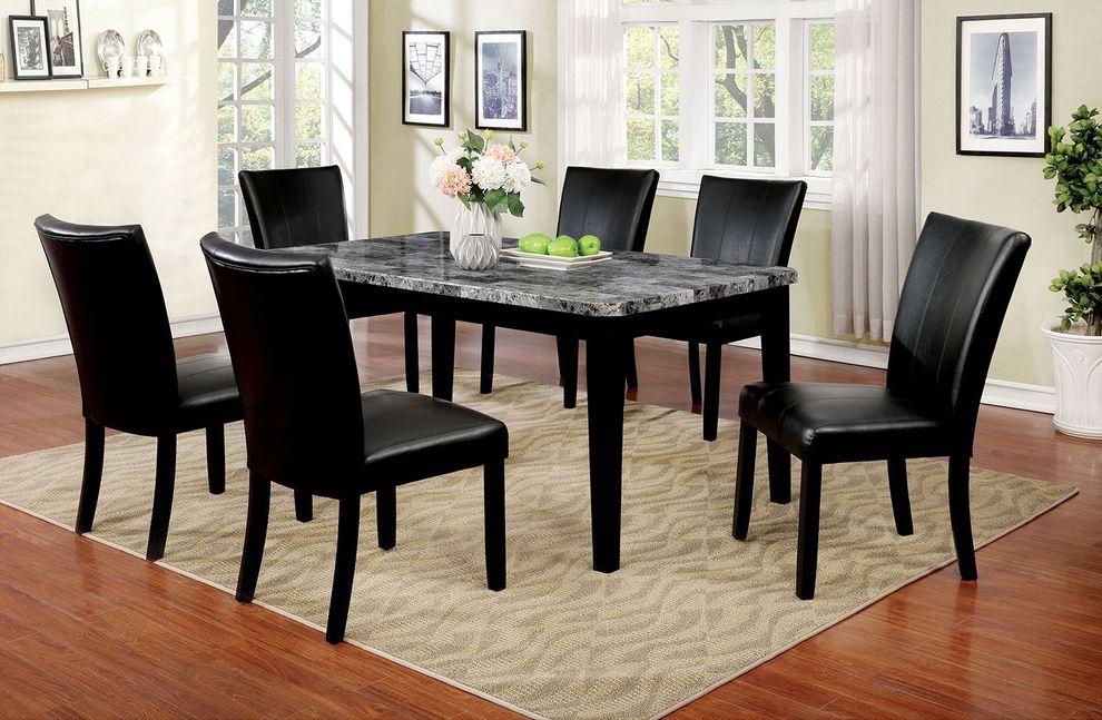 Gray/black philon contemporary dining table by Furniture of America