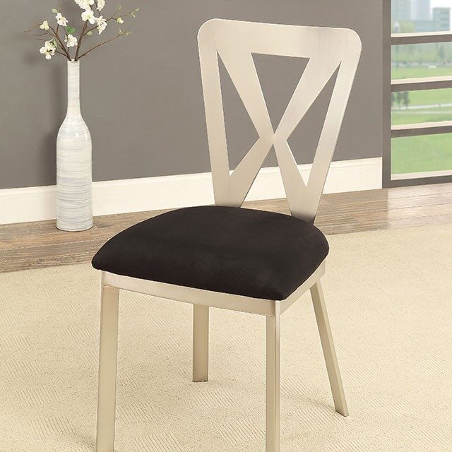 Black padded microfiber seat dining chair by Furniture of America