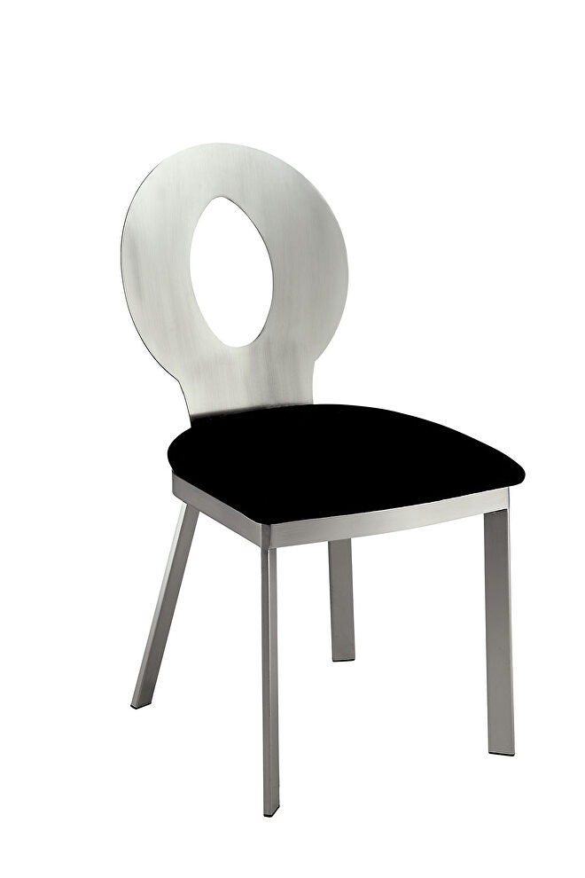 Silver/ black padded seat dining chair by Furniture of America
