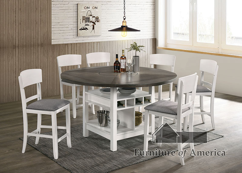 Four-sided drop-leaf counter height table with storage by Furniture of America