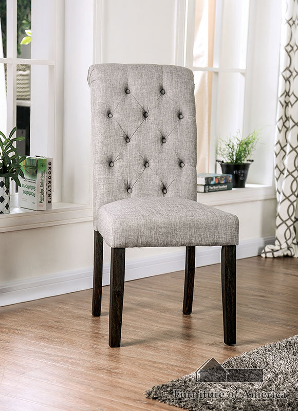Antique black/ light gray dining chair by Furniture of America