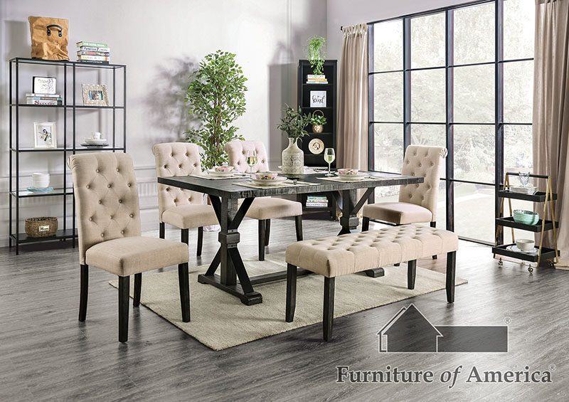Antique black rustic dining table by Furniture of America