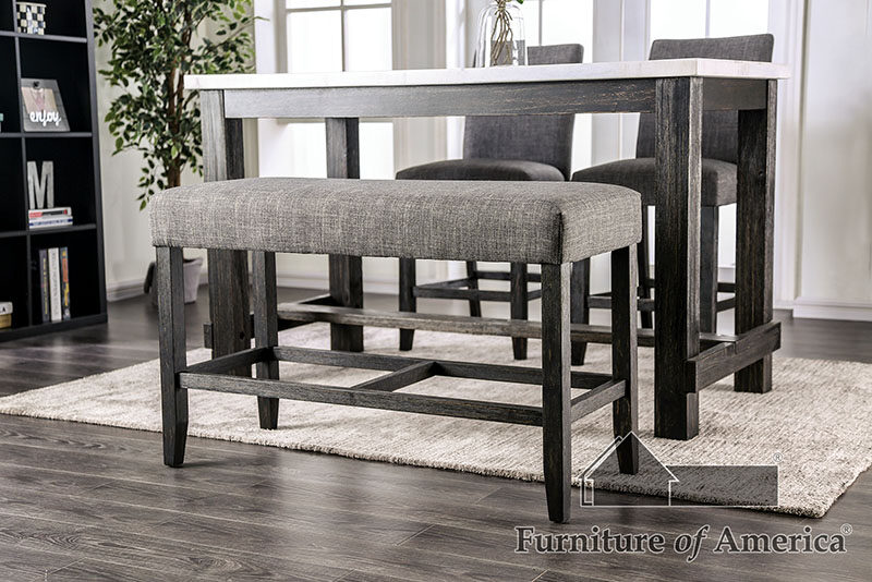 Gray rustic counter ht. bench by Furniture of America