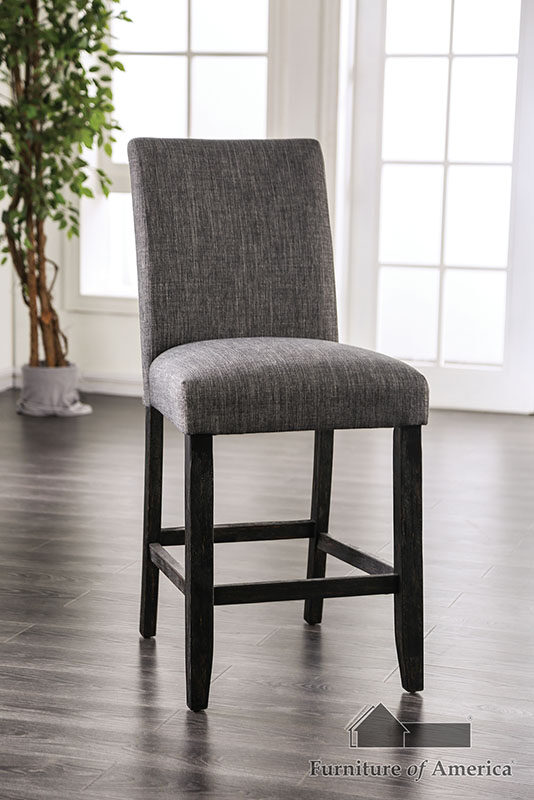 Gray finish padded fabric seat counter ht. chair by Furniture of America