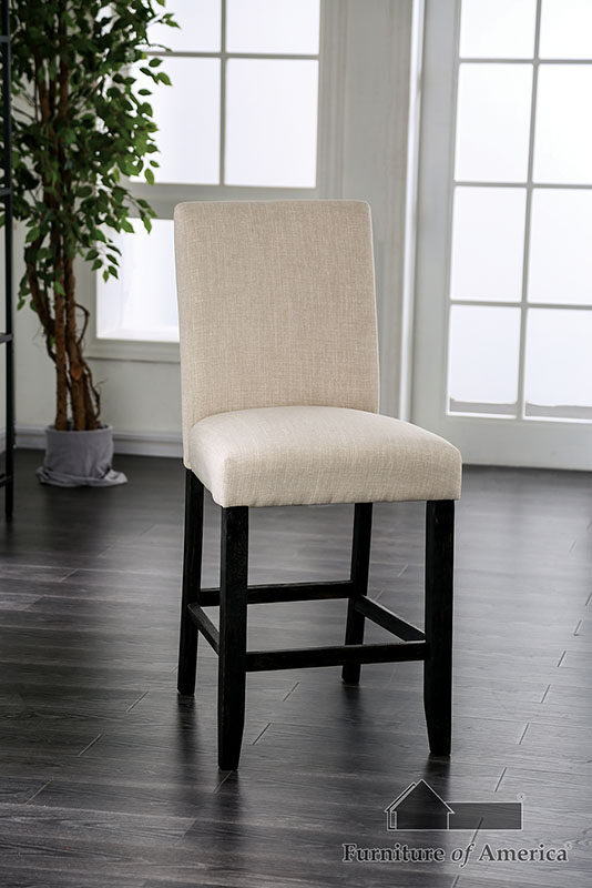 Ivory padded fabric seat counter ht. chair by Furniture of America