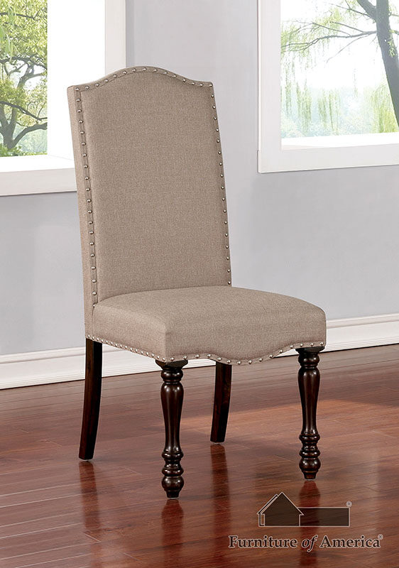 Padded lined seat and back dining chair by Furniture of America