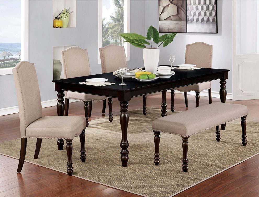 Espresso transitional dining table by Furniture of America