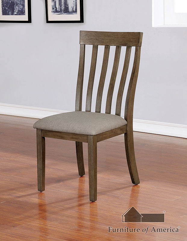Contoured slat back dining chair by Furniture of America