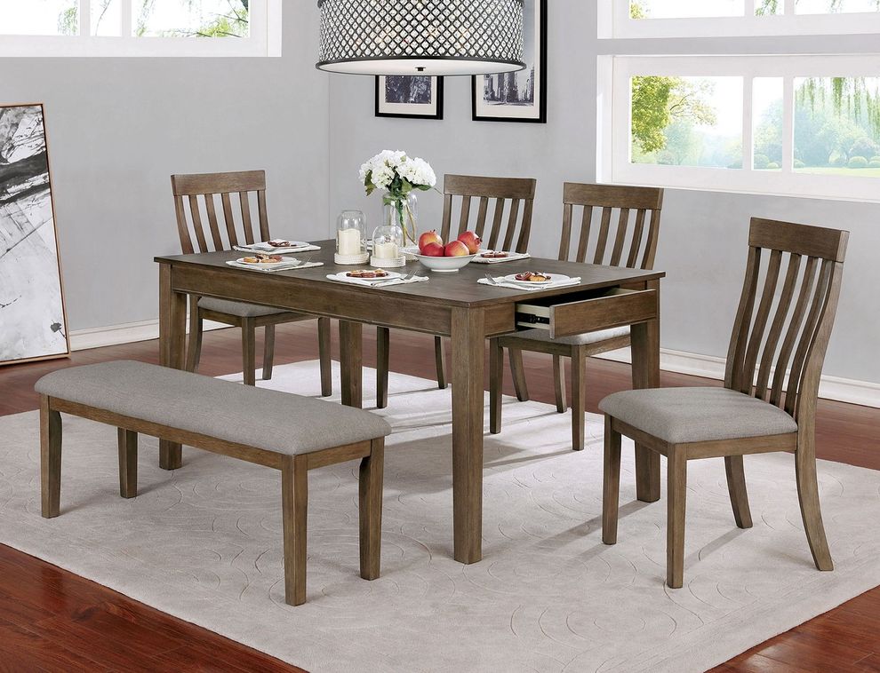 Light oak transitional dining table by Furniture of America
