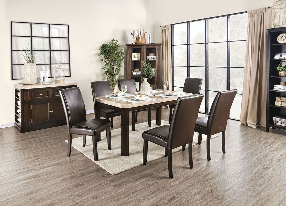 White/dark walnut contemporary dining table by Furniture of America