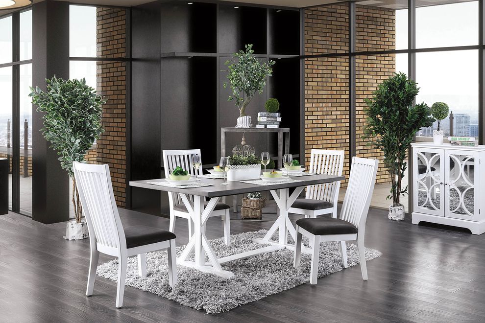 Transitional style white/gray dining table by Furniture of America