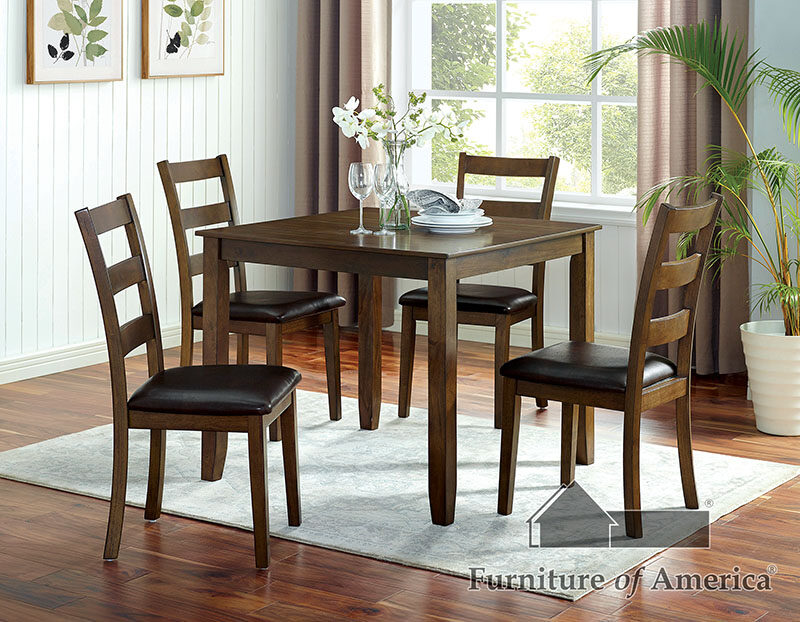 Rich walnut finish wooden table top 5 pc. dining table set by Furniture of America