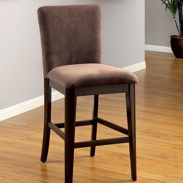 Dark walnut velvet parson counter ht. chair by Furniture of America