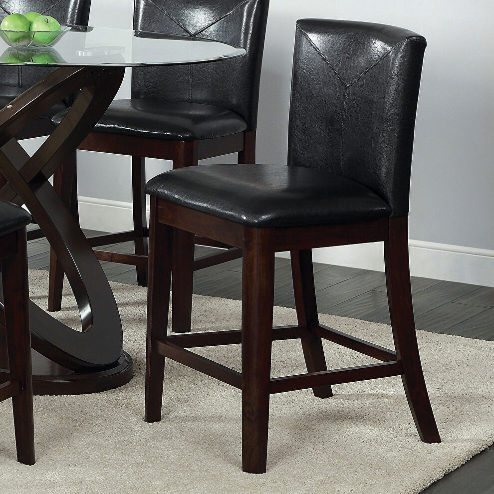 Dark walnut leatherette parson counter ht. chair by Furniture of America