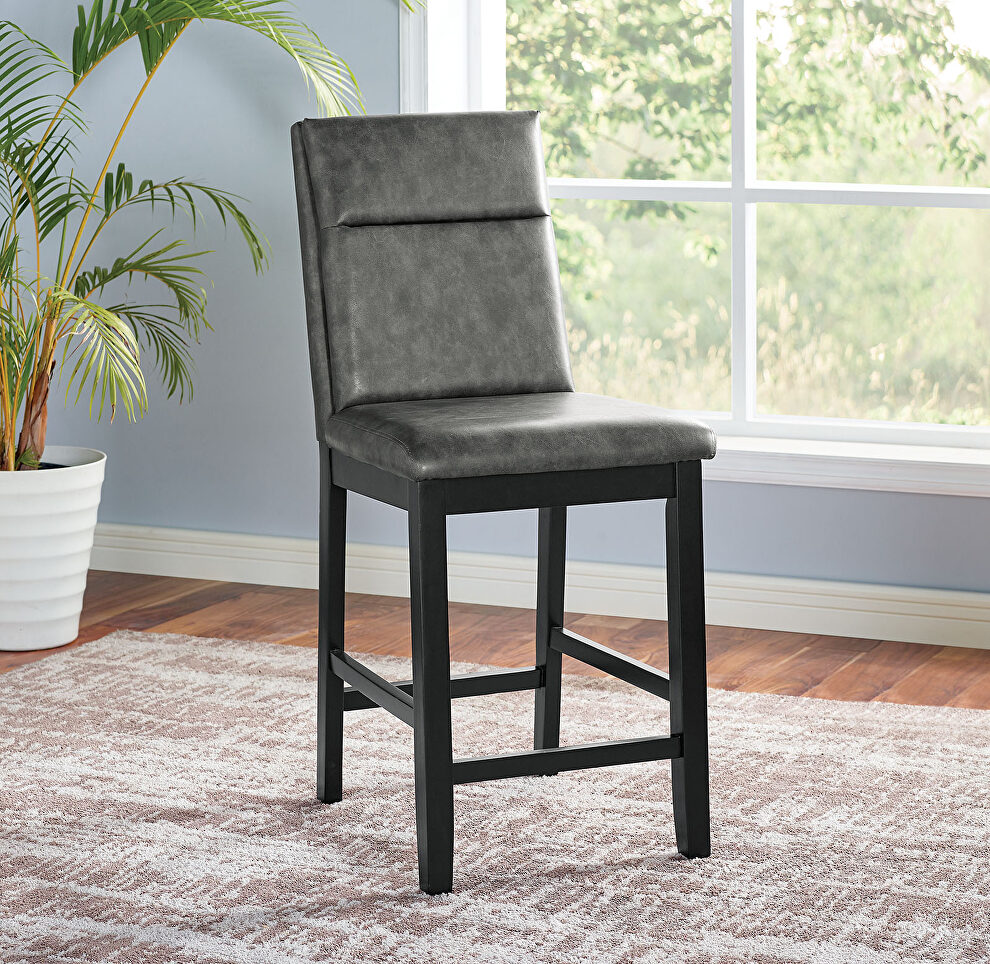 Two-tone dark finish industrial counter ht. chair by Furniture of America