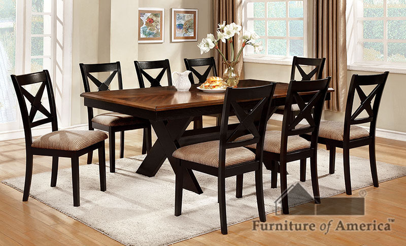 Dark oak/ black transitional dining table by Furniture of America