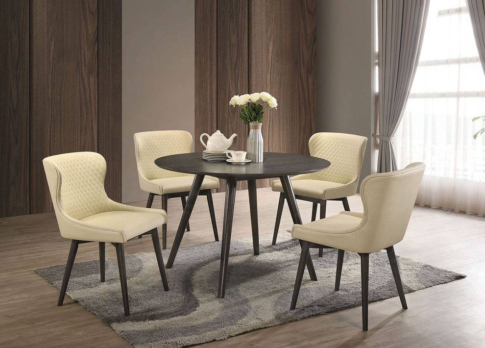 Gray mid-century modern round table by Furniture of America