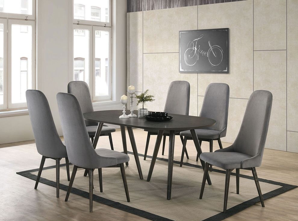 Dark gray mid-century modern dining table by Furniture of America