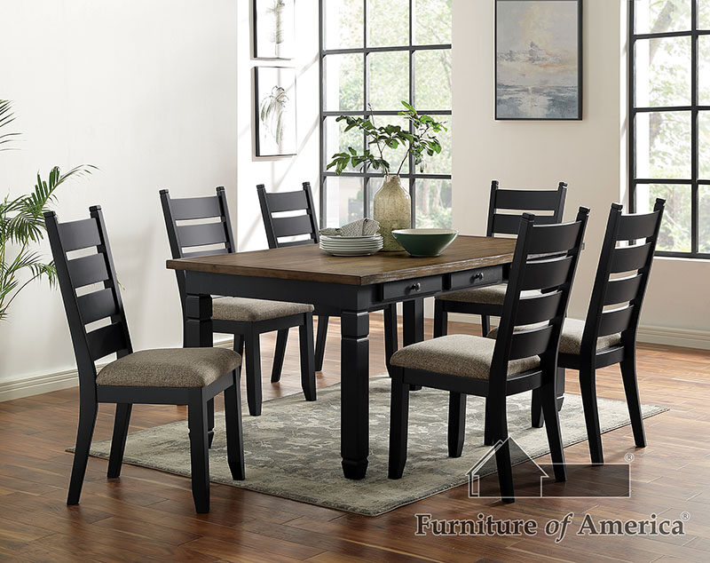 Black/ distressed dark oak transitional dining table by Furniture of America