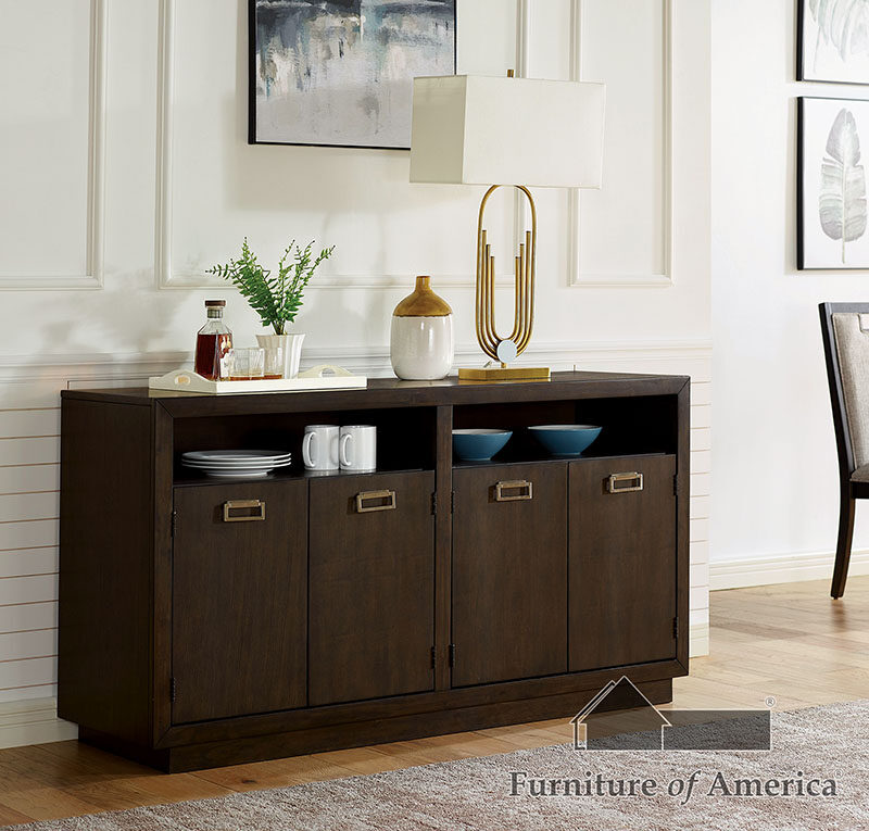 Dark walnut finish solid wood server by Furniture of America