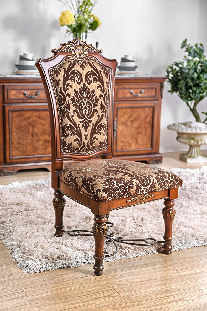 Traditional brown cherry formal dining chair by Furniture of America