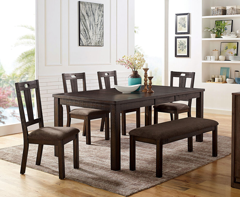 Classic walnut wood grain finish family size dining table by Furniture of America