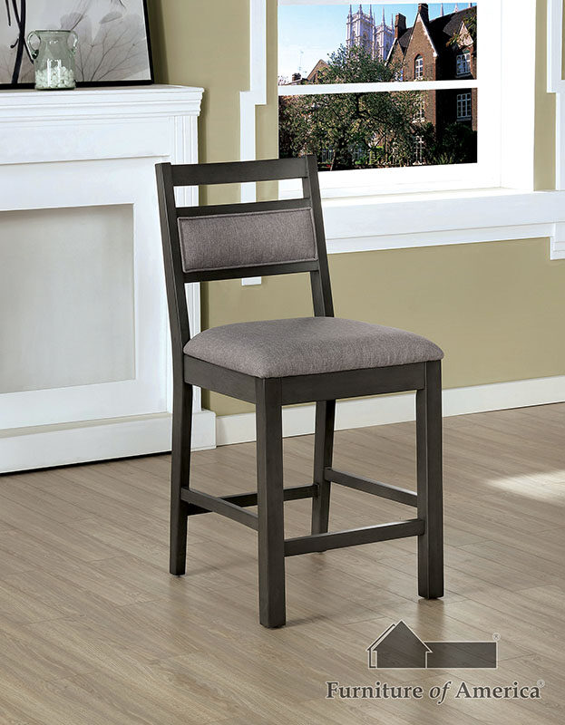 Gray fabric padded upholstered counter height chair by Furniture of America