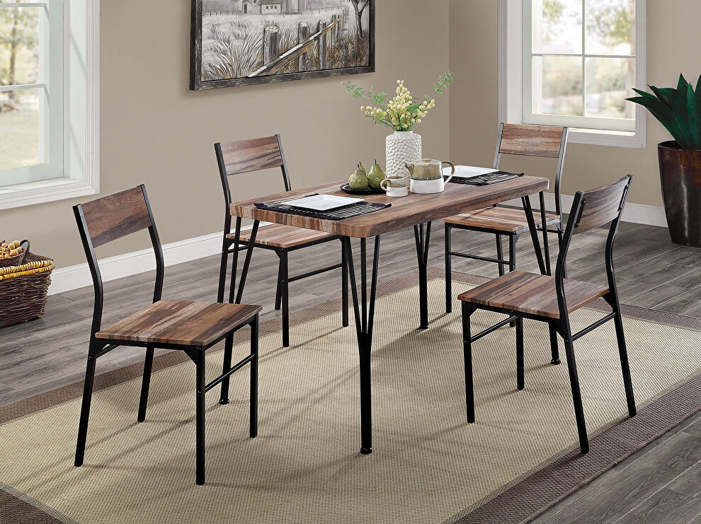 Natural tone/espresso steel construction 5 pc. dining set by Furniture of America