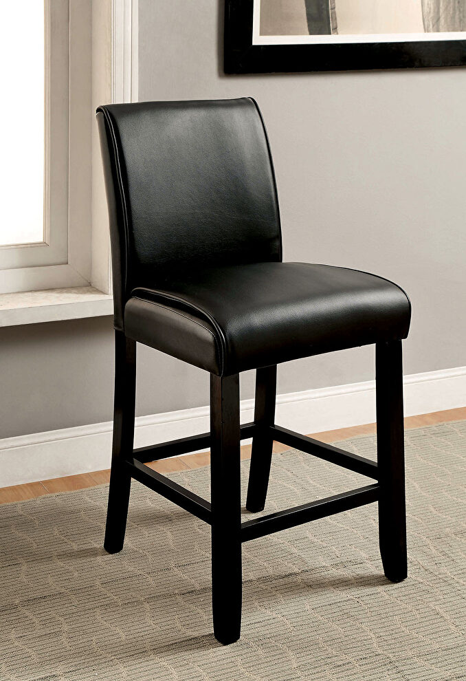 Black leatherette upholstered back & seat counter ht. chair by Furniture of America