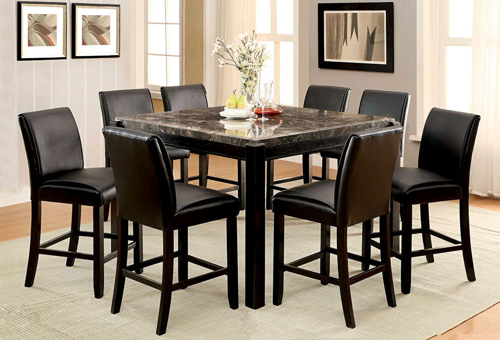 Black/ gray marble top contemporary counter ht. table by Furniture of America