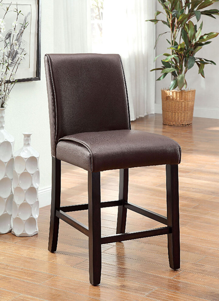 Dark walnut leatherette contemporary counter ht. chair by Furniture of America