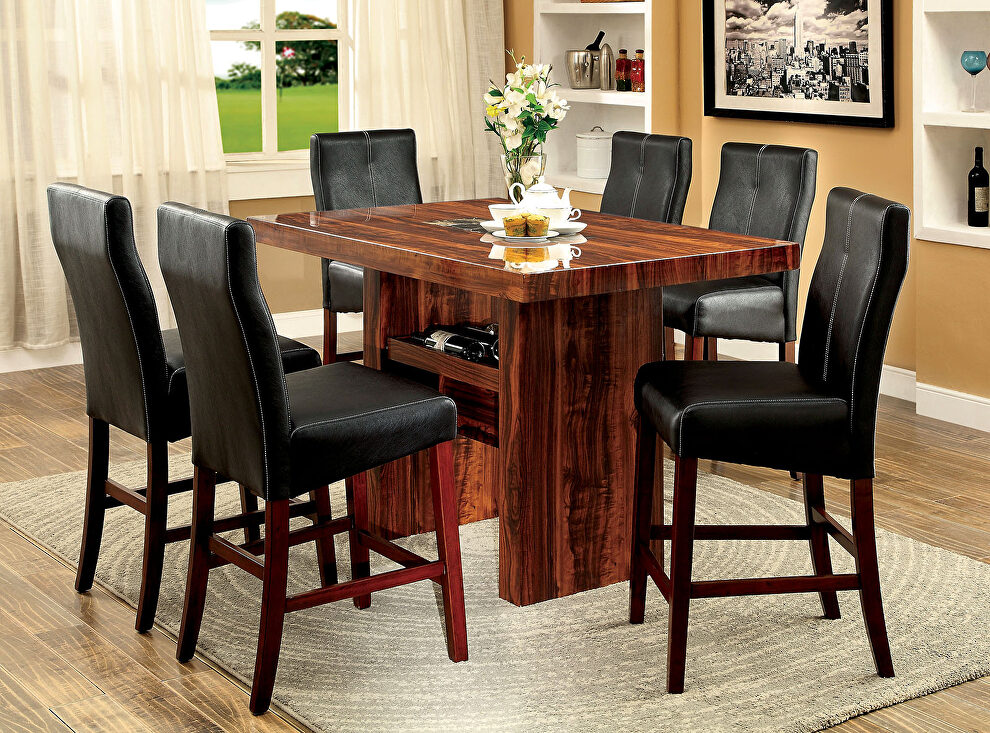Brown cherry/ black transitional counter ht. table by Furniture of America