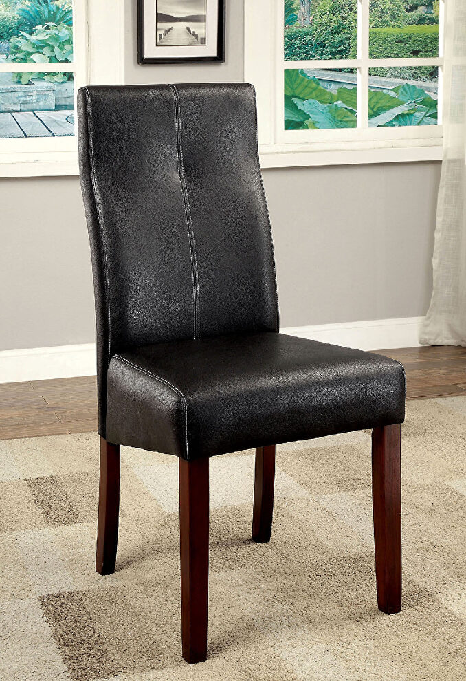 Brown cherry/ black transitional dining chair by Furniture of America