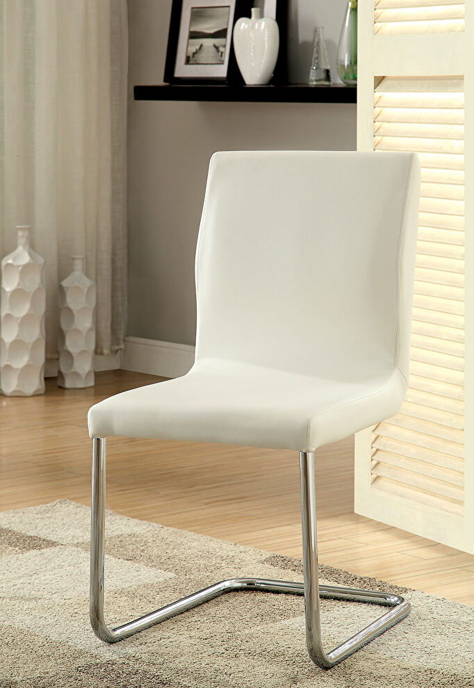 White finish padded leatherette counter ht. chair by Furniture of America