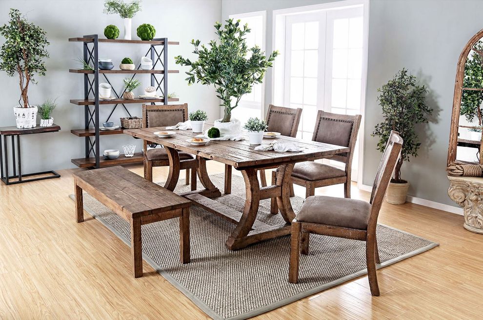 Cottage style rustic family size dining table by Furniture of America