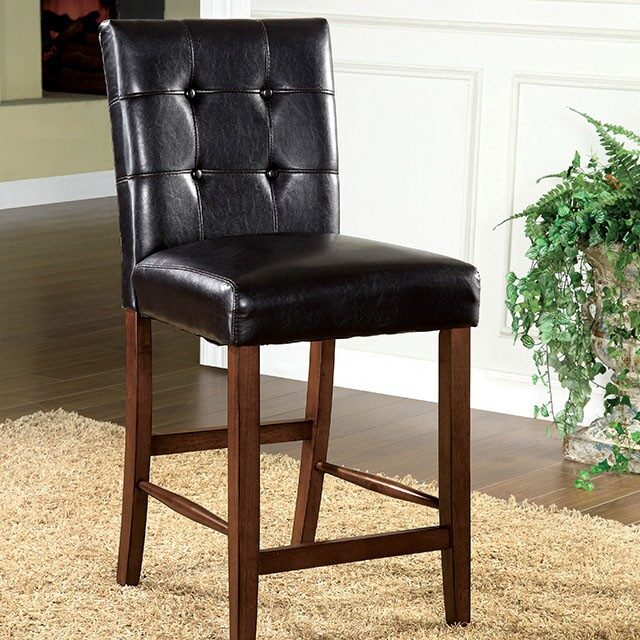 Dark oak leatherette parson counter ht. chair by Furniture of America