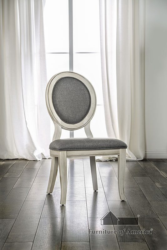 Gray padded fabric seat dining chair by Furniture of America