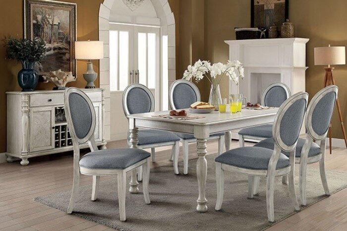 Antique white transitional dining table by Furniture of America