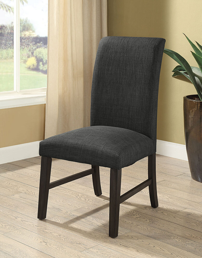 Dark gray/dark gray transitional side chair by Furniture of America