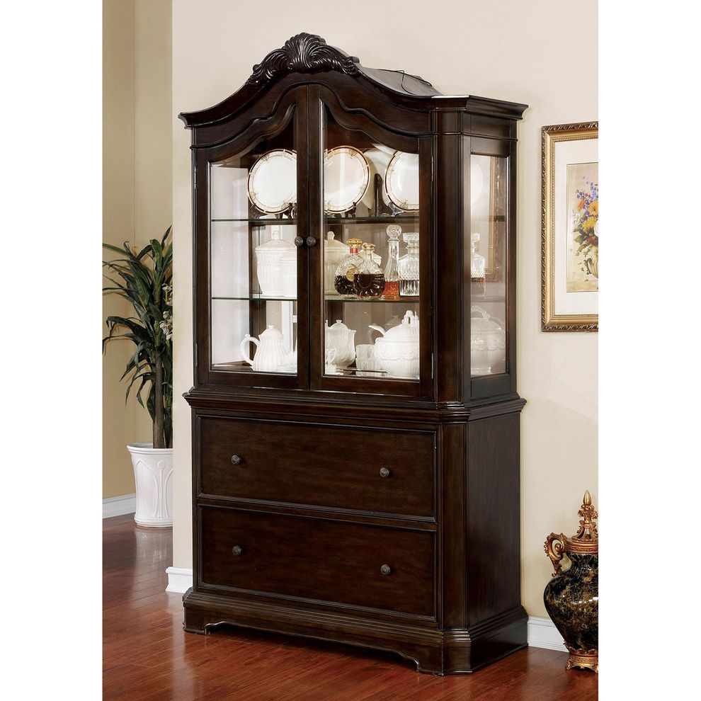 Walnut traditional style buffet + hutch combo by Furniture of America