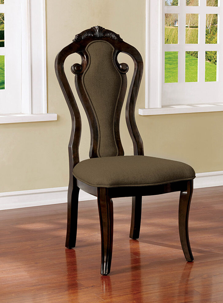 Walnut traditional fiddle back dining chair by Furniture of America