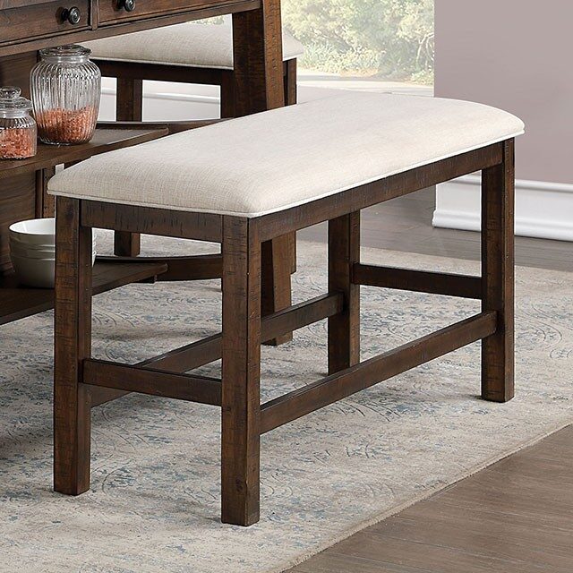 Rustic oak finish counter height bench by Furniture of America