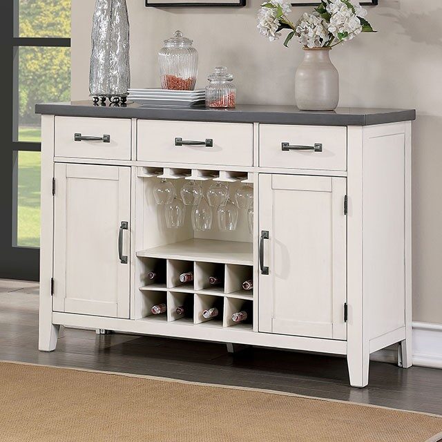Solid wood frames server in white/gray finish by Furniture of America