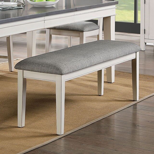 Solid wood bench in white/gray finish by Furniture of America