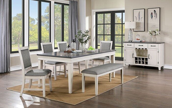 Counter height rectangular table in white/gray finish by Furniture of America